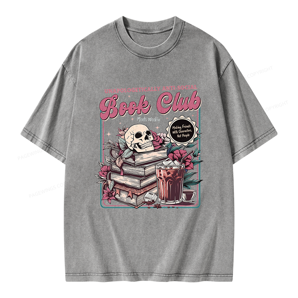 Pagewings Vintage Book Club Unisex Washed T-shirt