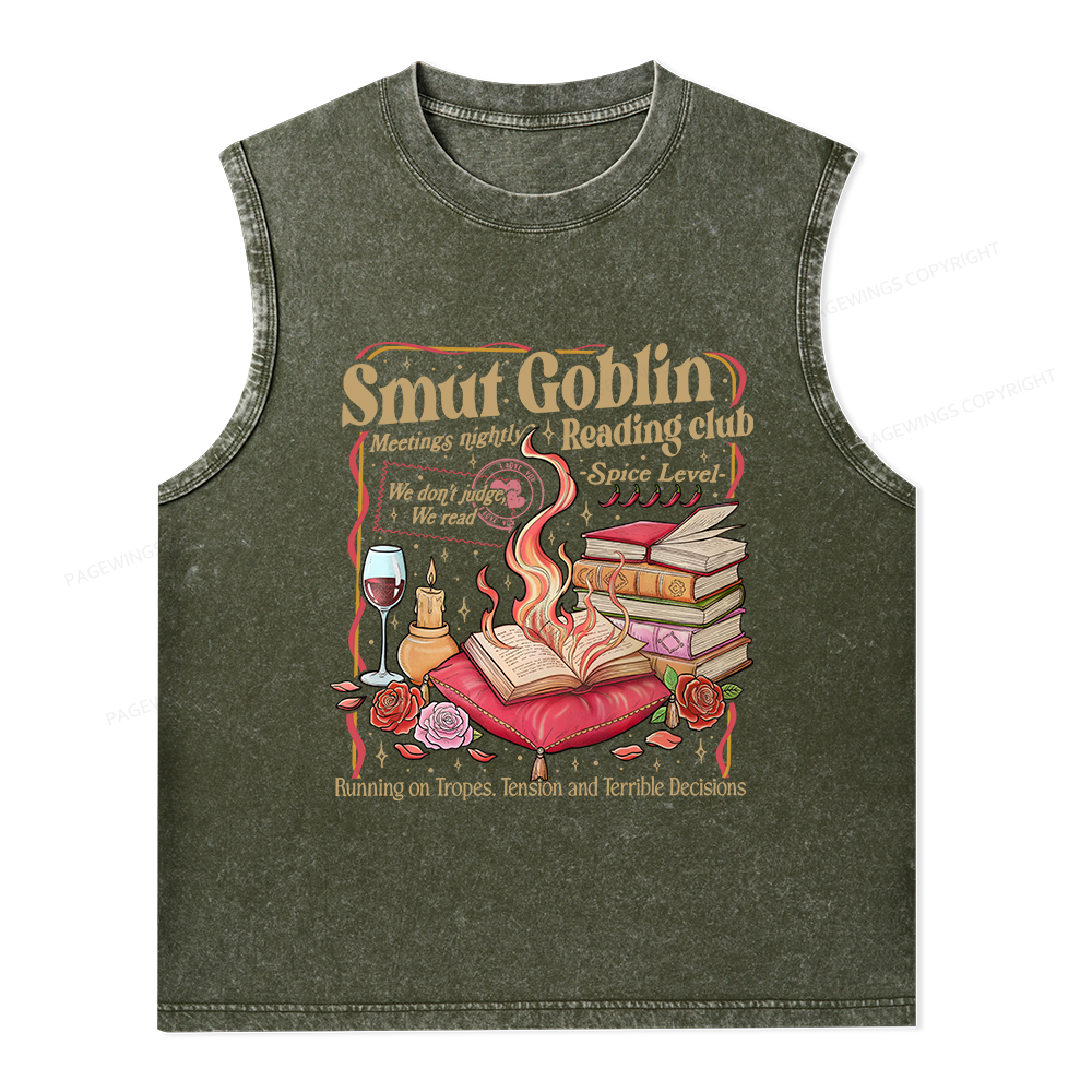Pagewings Smut Goblin Dark Romance Unisex Washed Tank Top