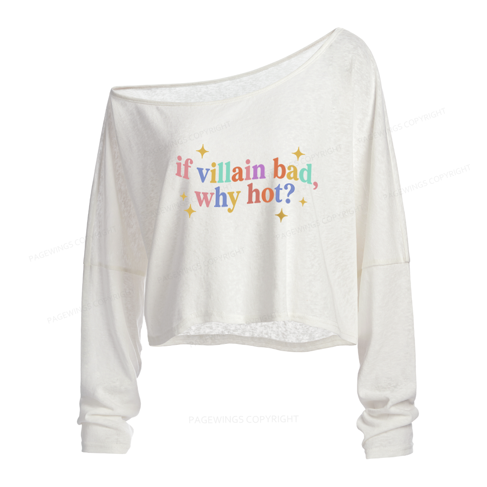 Pagewings Dark Romance Reader Slouchy Long Sleeve Off Shoulder T-shirt