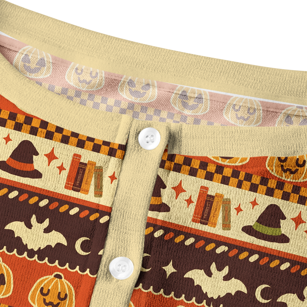 Pagewings Halloween Bookish Crew Neck Cardigan Sweaters