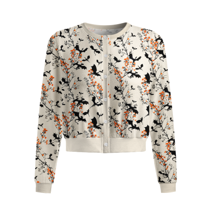 Pagewings Book Dragon Crew Neck Cardigan Sweaters