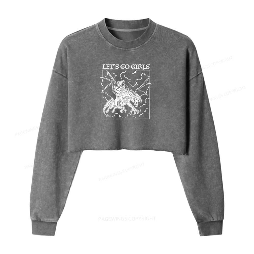 Pagewing Let's Go Girls Bookish Washed Crop Sweatshirt