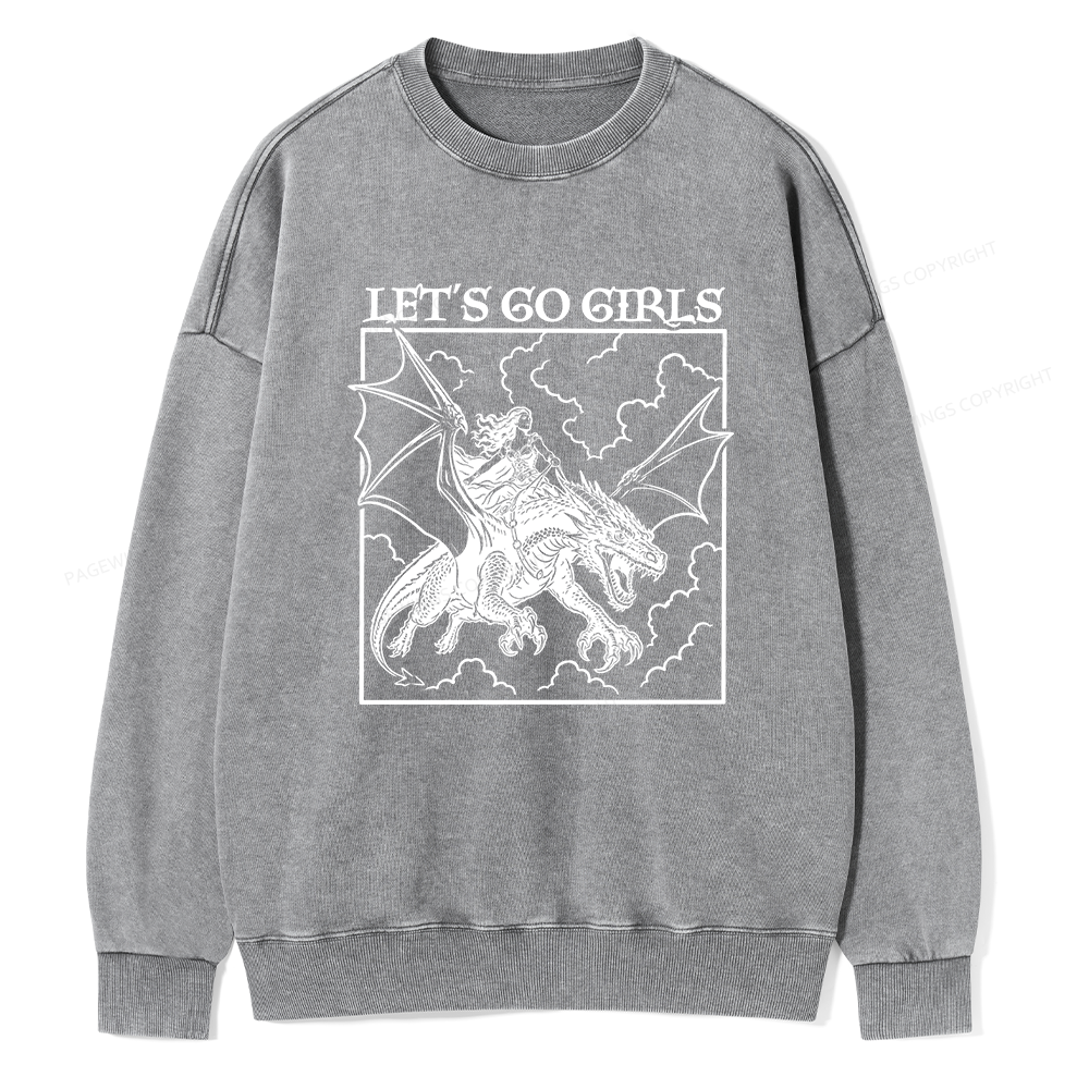 Pagewing Let's Go Girls Read Unisex Washed Sweatshirt