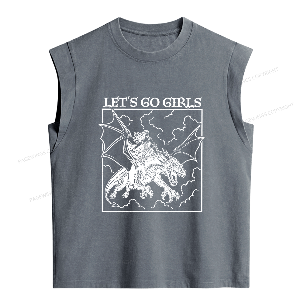 Pagewing Retro Dragon Rider Women's Washed Tank Top