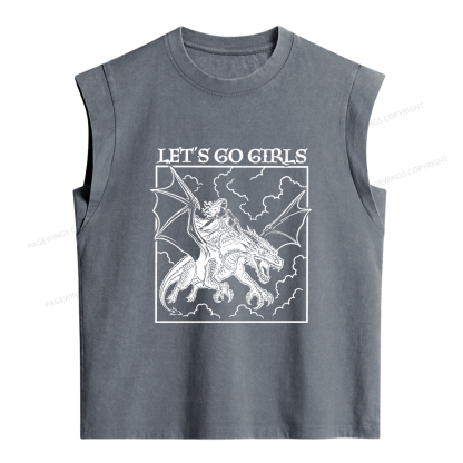 Pagewing Retro Dragon Rider Women's Washed Tank Top
