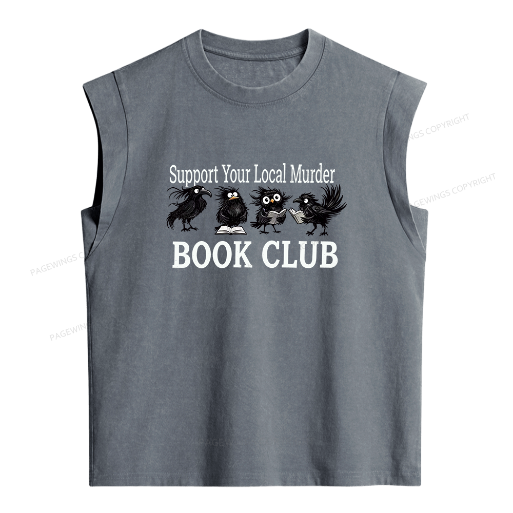 Pagewings Support Your Local Murder Book Club Women's Washed Tank Top