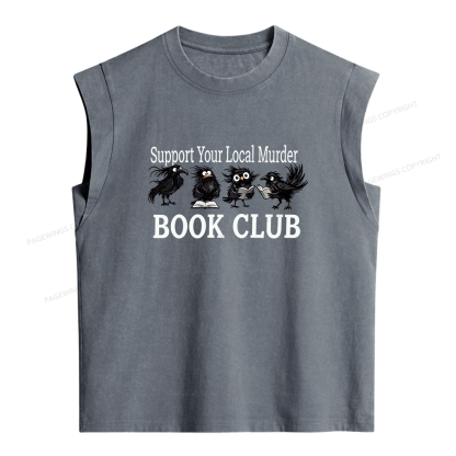 Pagewings Support Your Local Murder Book Club Women's Washed Tank Top