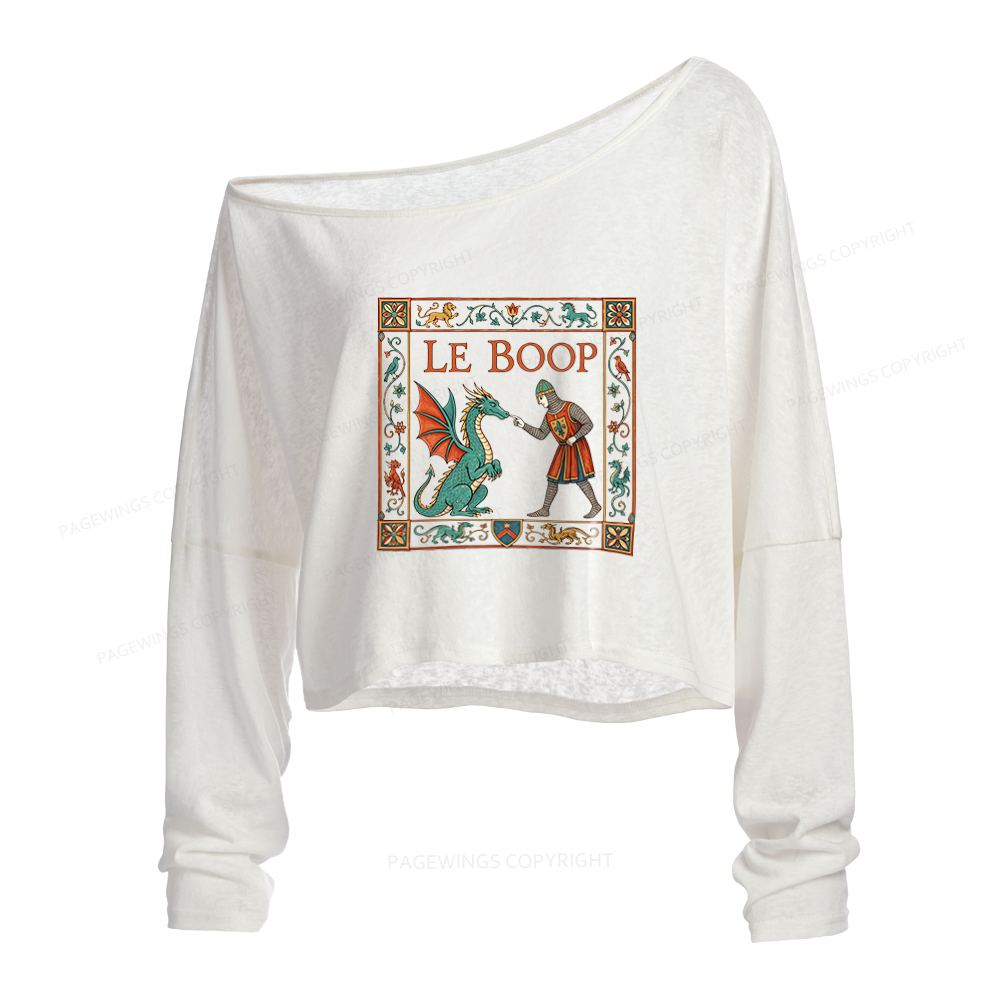 Pagewings Le Boop Slouchy Long Sleeve Off Shoulder T-shirt
