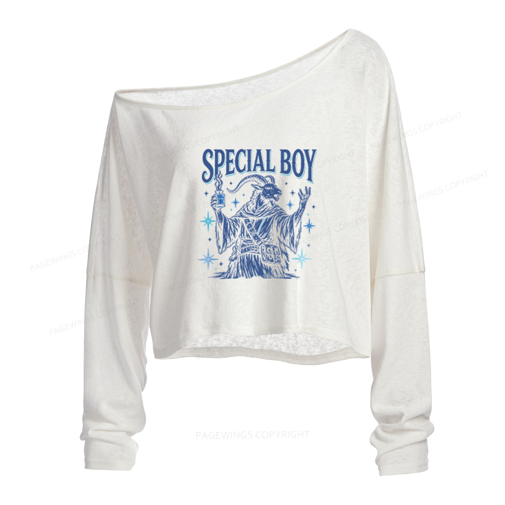 Pagewings Sci-Fi Book Lover Slouchy Long Sleeve Off Shoulder T-shirt