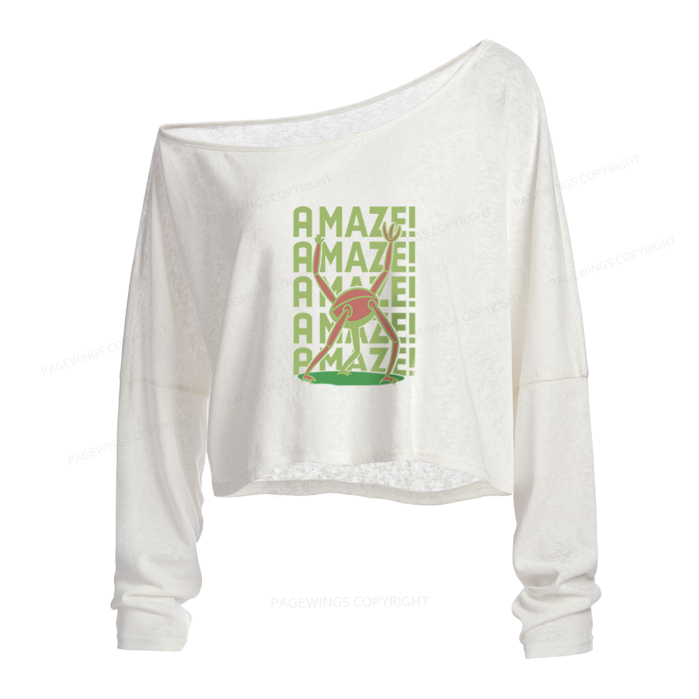 Pagewings Vintage Book lover Slouchy Long Sleeve Off Shoulder T-shirt