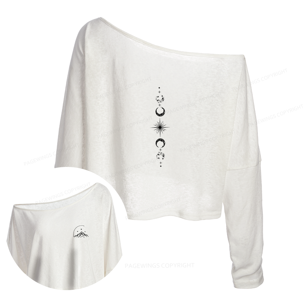 Pagewings Fantasy Reader Slouchy Long Sleeve Off Shoulder T-shirt