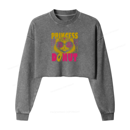 Pagewings Princess Donut Washed Crop Sweatshirt