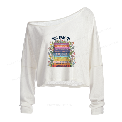 Pagewings Progressive Book Slouchy Long Sleeve Off Shoulder T-shirt
