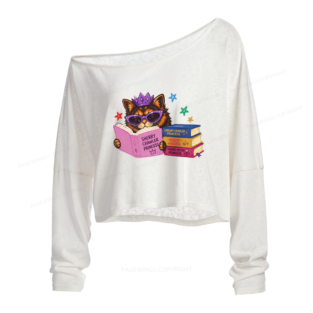 Pagewings Sci-Fi Book Lover Slouchy Long Sleeve Off Shoulder T-shirt