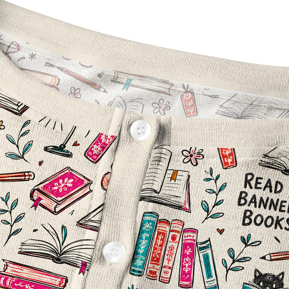 Pagewings Read Banned Books Crew Neck Cardigan Sweaters