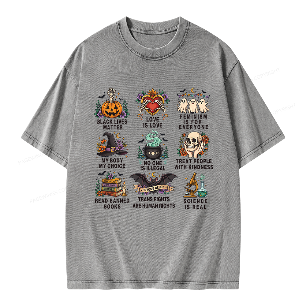 Pagewings Inclusive Halloween Unisex Washed T-shirt