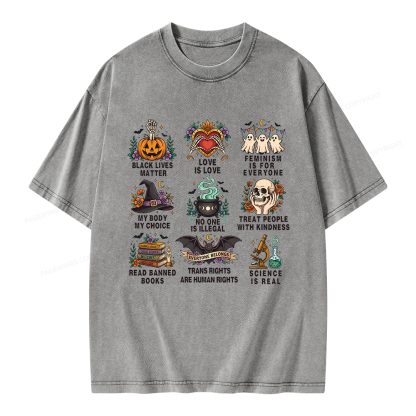 Pagewings Inclusive Halloween Unisex Washed T-shirt