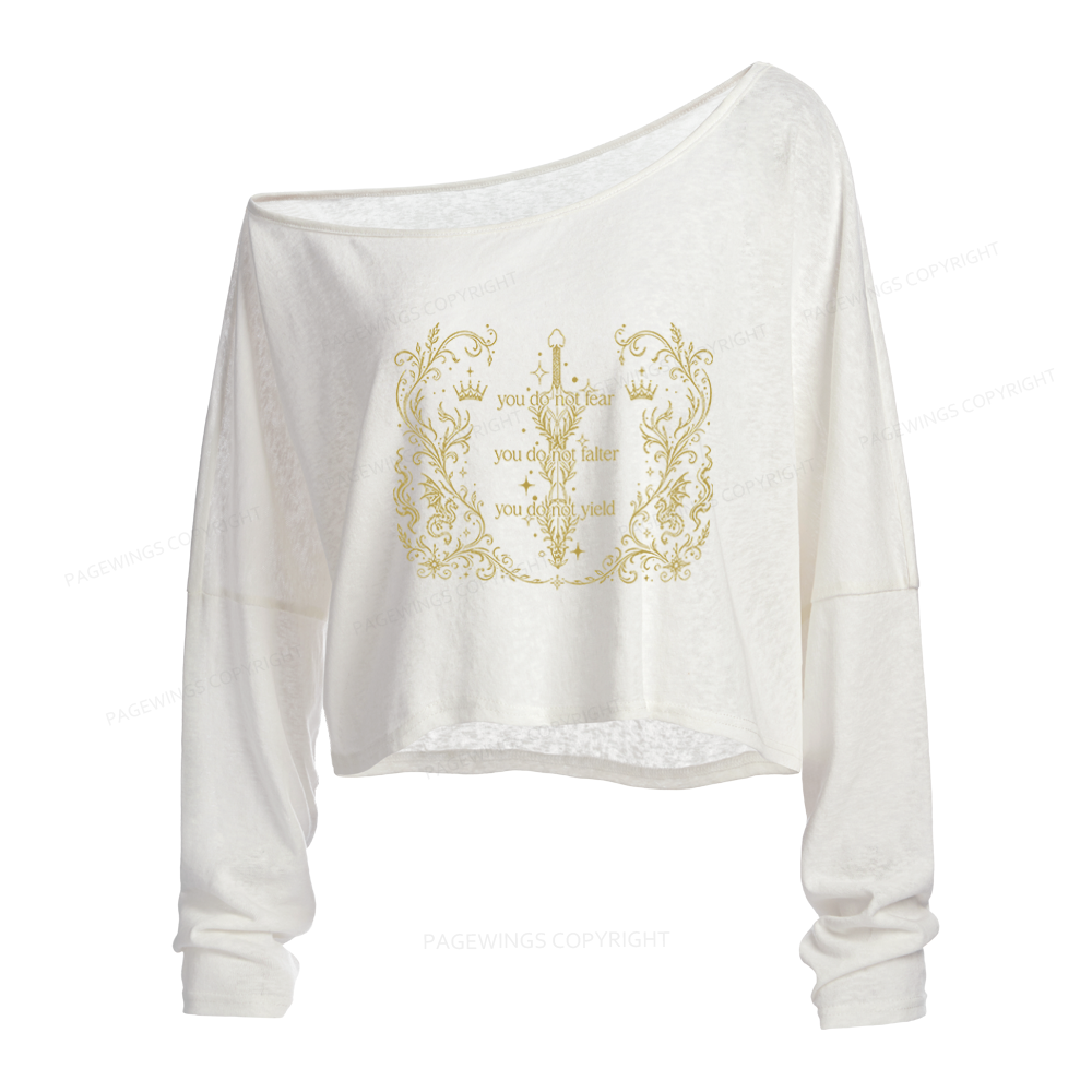 Pagewings Fantasy Reader Slouchy Long Sleeve Off Shoulder T-shirt