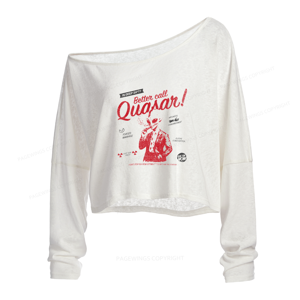 Pagewings Sci Fi Bookish Slouchy Long Sleeve Off Shoulder T-shirt