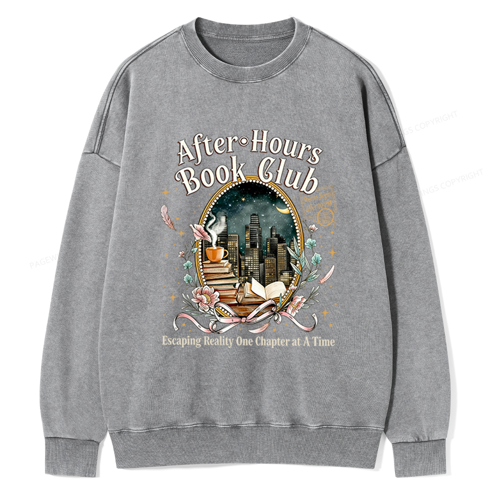 Pagewings After‑Hours Book Club Unisex Washed Sweatshirt