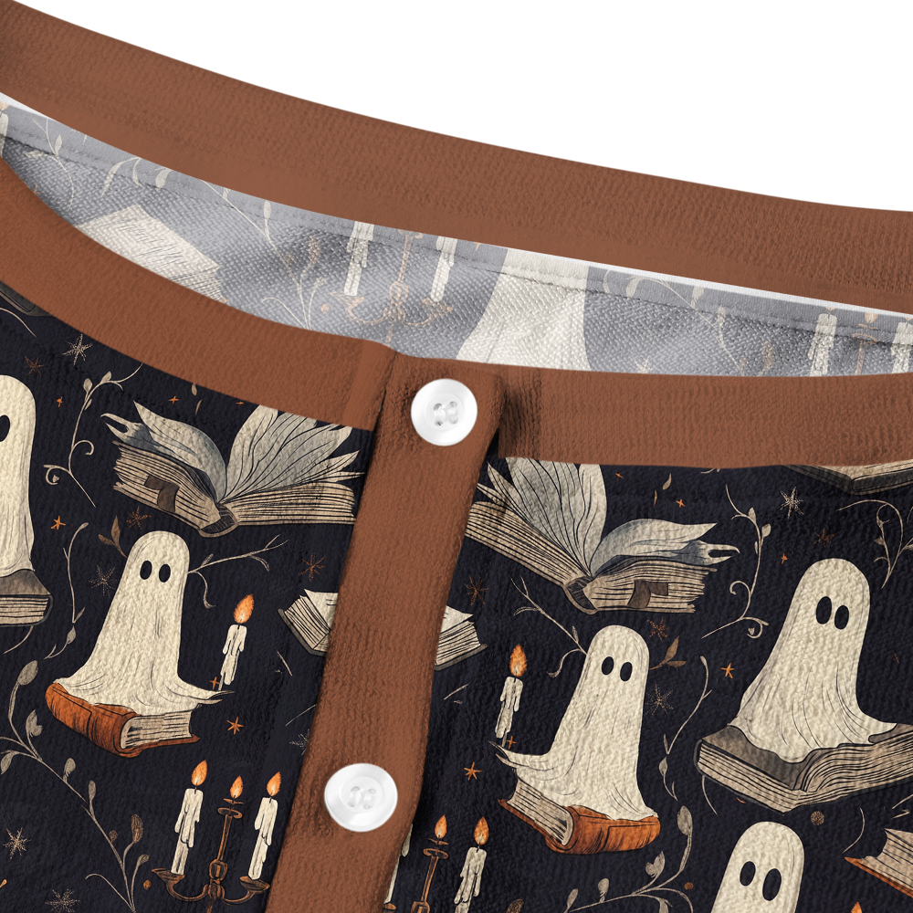 Pagewings Ghosts Love Reading Crew Neck Cardigan Sweaters