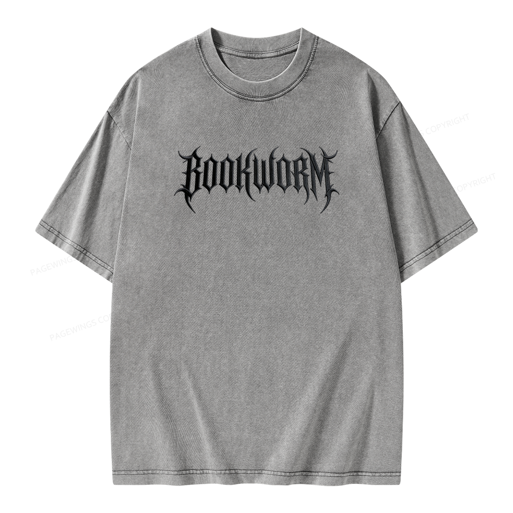 Pagewings Embroidered Bookworm Unisex Washed T-shirt