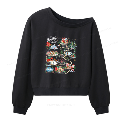 Pagewings Christmas North Pole Women Off Shoulder Sweatshirt