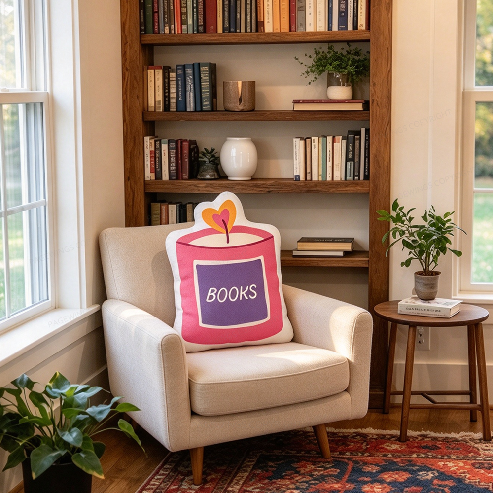 Pagewings Bookish Shaped Throw Pillow