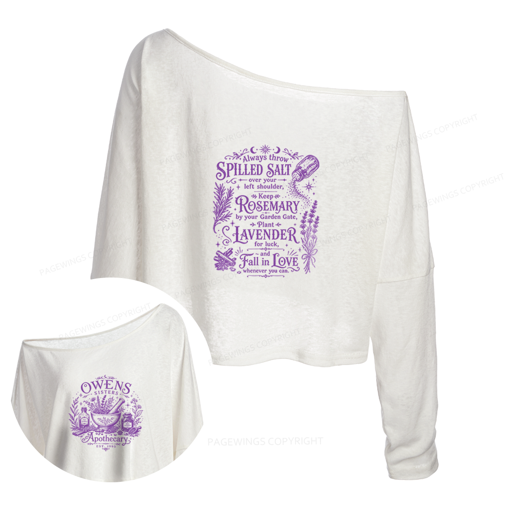 Pagewings Lavender Witchy Slouchy Long Sleeve Off Shoulder T-shirt