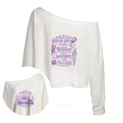 Pagewings Lavender Witchy Slouchy Long Sleeve Off Shoulder T-shirt
