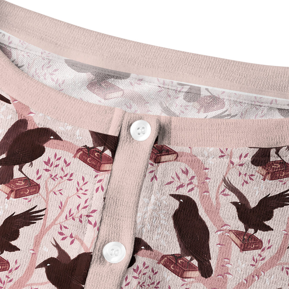 Pagewings Reading Crow Crew Neck Cardigan Sweaters