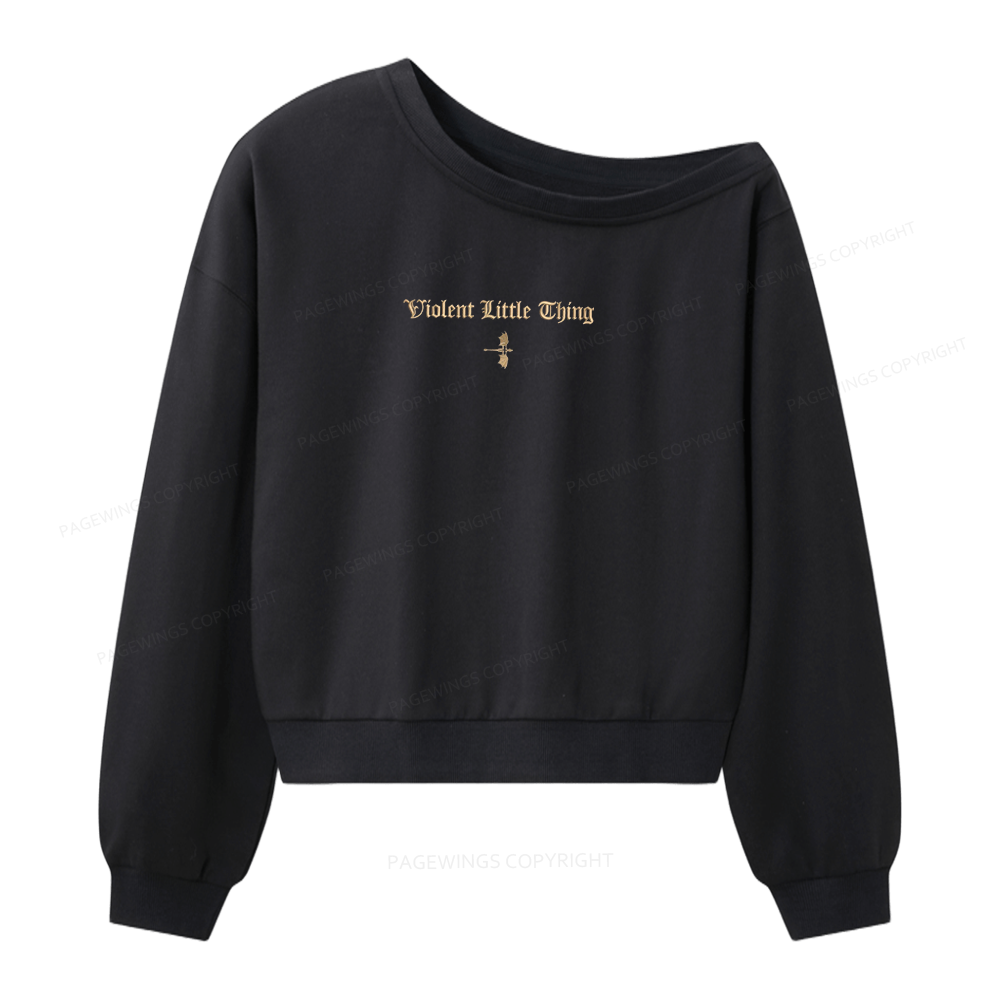 Pagewings Embroidered  Fantasy Book Women Off Shoulder Sweatshirt