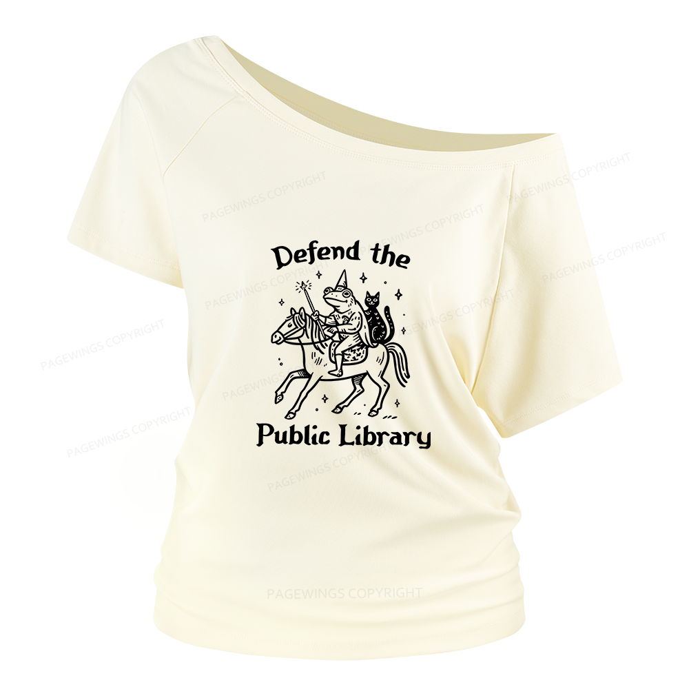 Pagewings Defend The Public Library Women Off Shoulder T-shirts