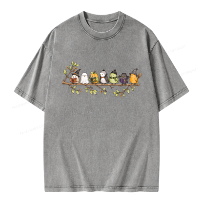 Pagewings Halloween Bird Unisex Washed T-shirt
