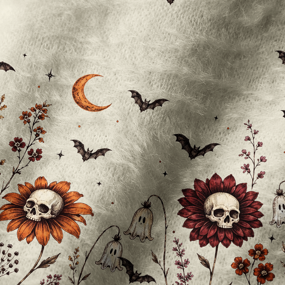 Pagewings Skull Flower Knit Patterned Beanie