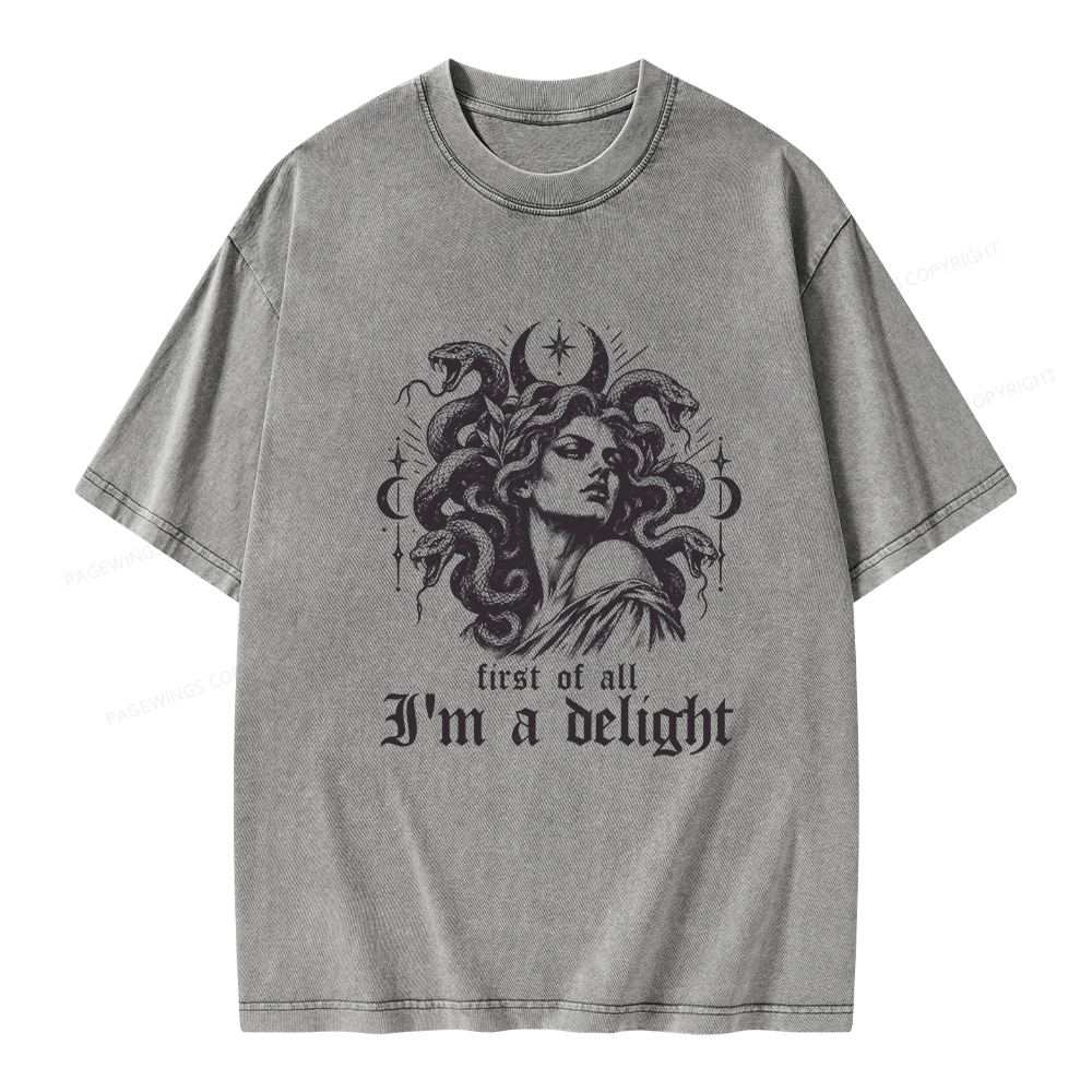 Pagewings First of All I'm a Delight Unisex Washed T-shirt