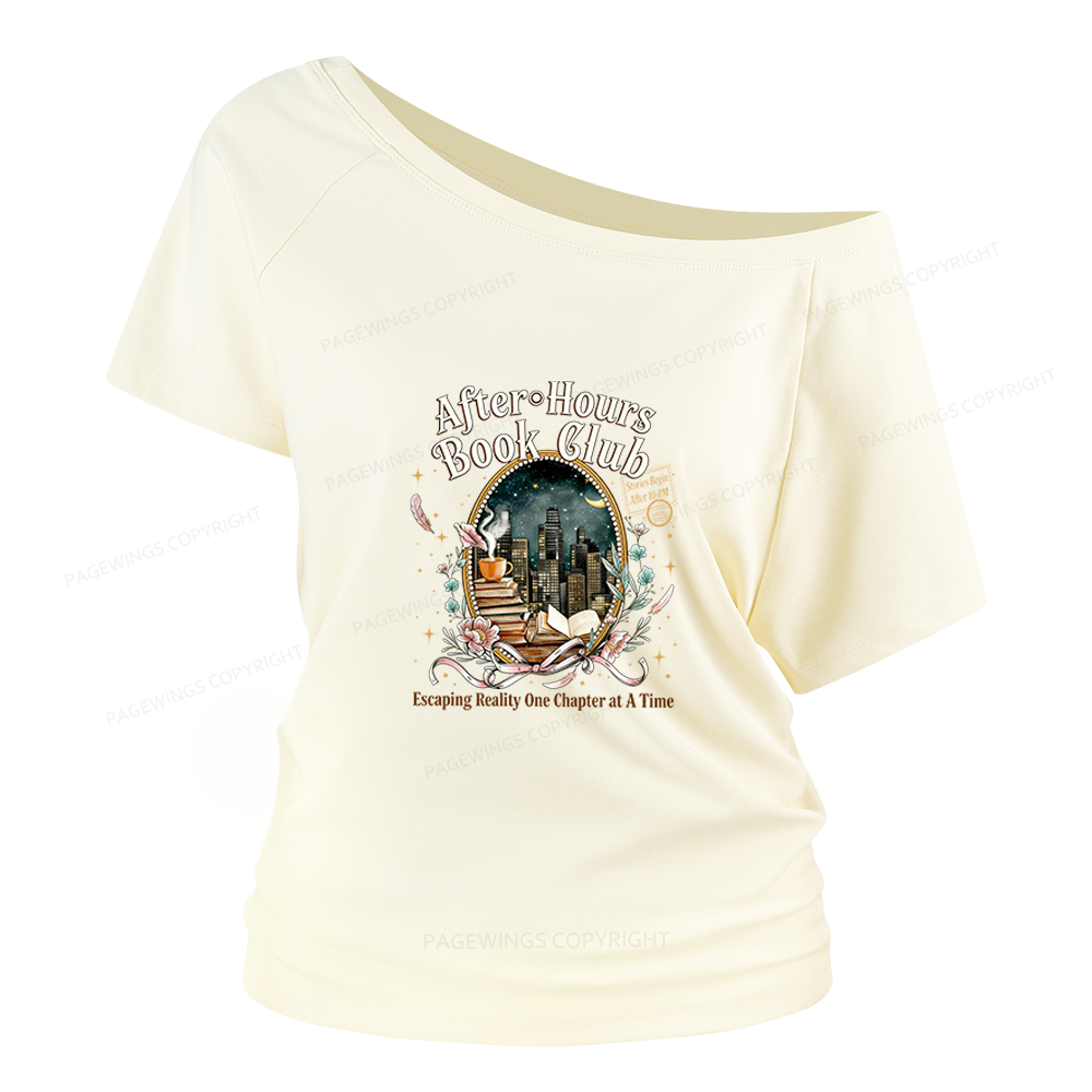 Pagewings After‑Hours Book Club Women Off Shoulder T-shirts