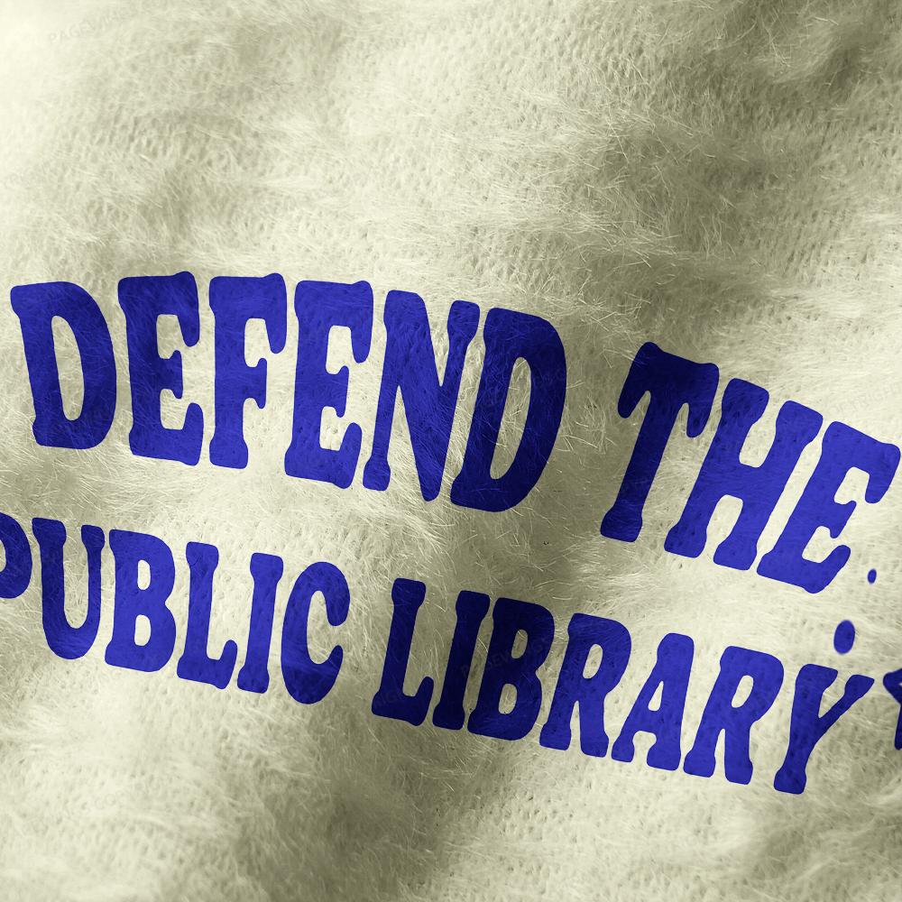 Pagewings Defend The Public Library Knight Book Print  Knit Patterned Beanie