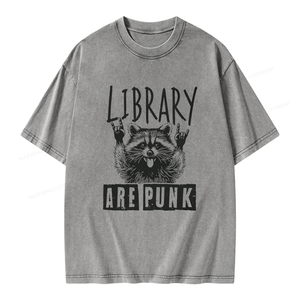 Pagewings Libraries Are Punk Unisex Washed T-shirt