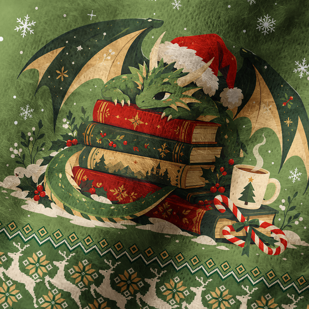 Pagewings Book Dragon Knit Patterned Beanie