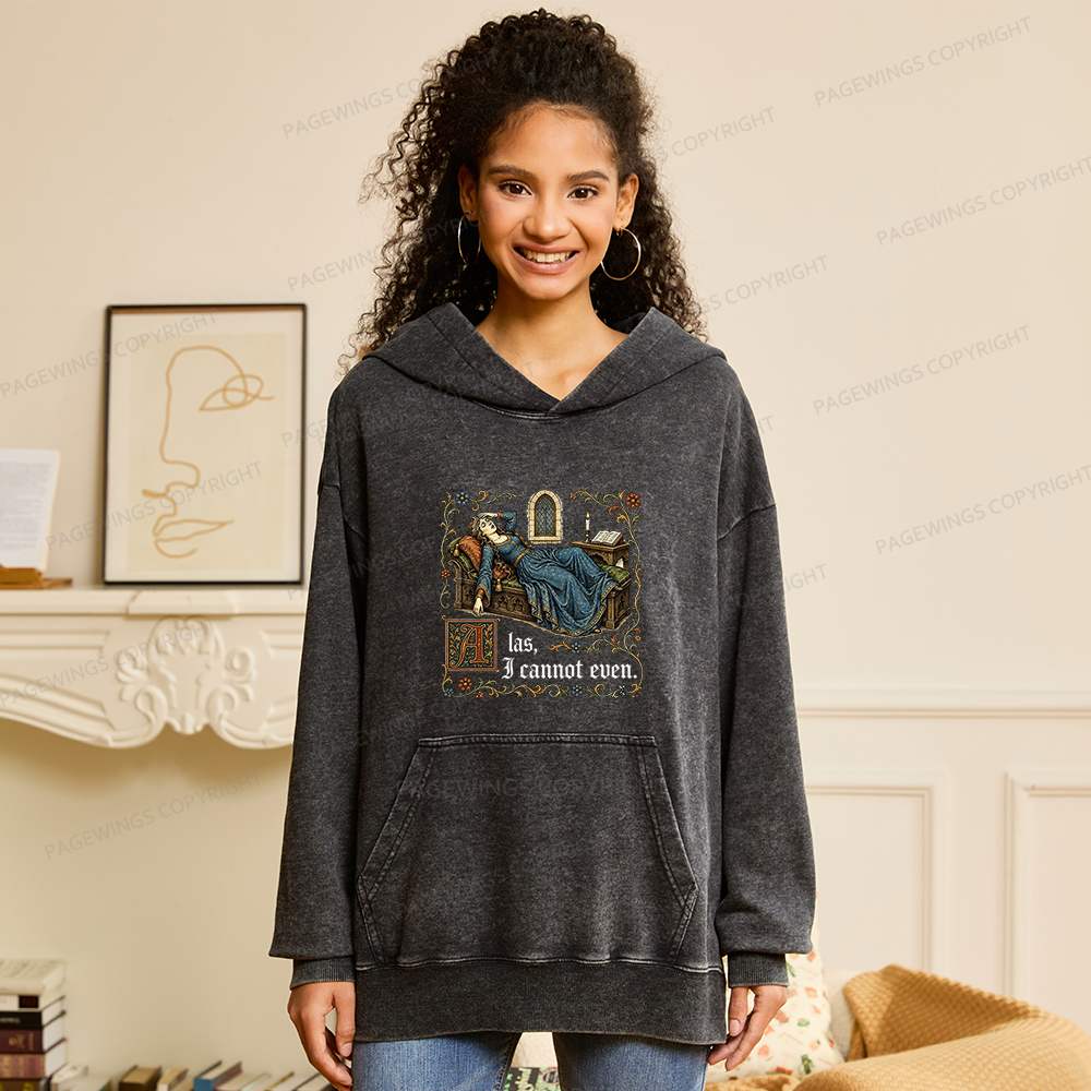 Pagewings Medieval Book Lover Unisex Washed Hoodie