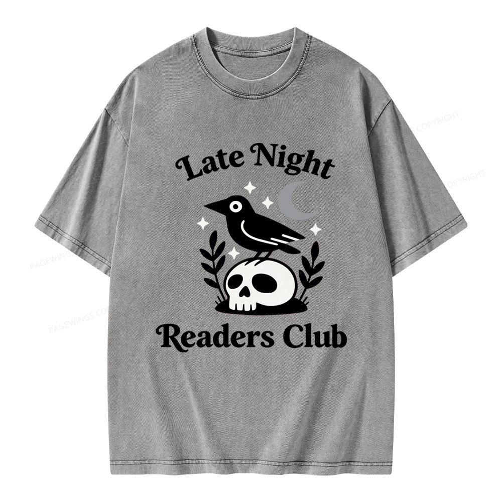 Pagewings Late Night Readers Club Unisex Washed T-shirt