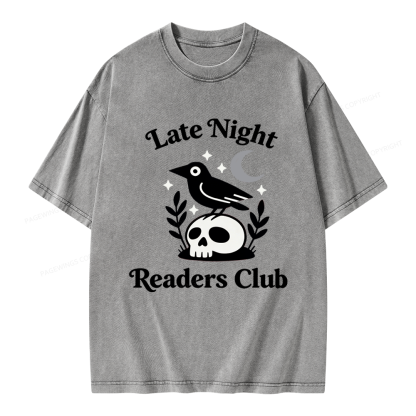 Pagewings Late Night Readers Club Unisex Washed T-shirt