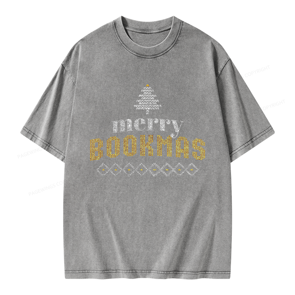 Pagewings Merry Bookmas Unisex Washed T-shirt