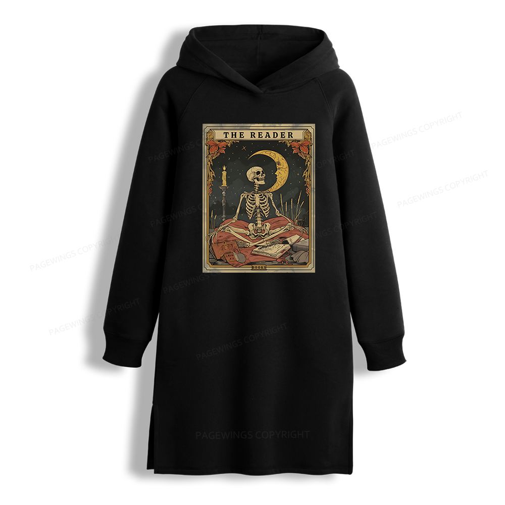 Pagewings The Reader Tarot Card Side-Slit Fleece Hoodie Dress