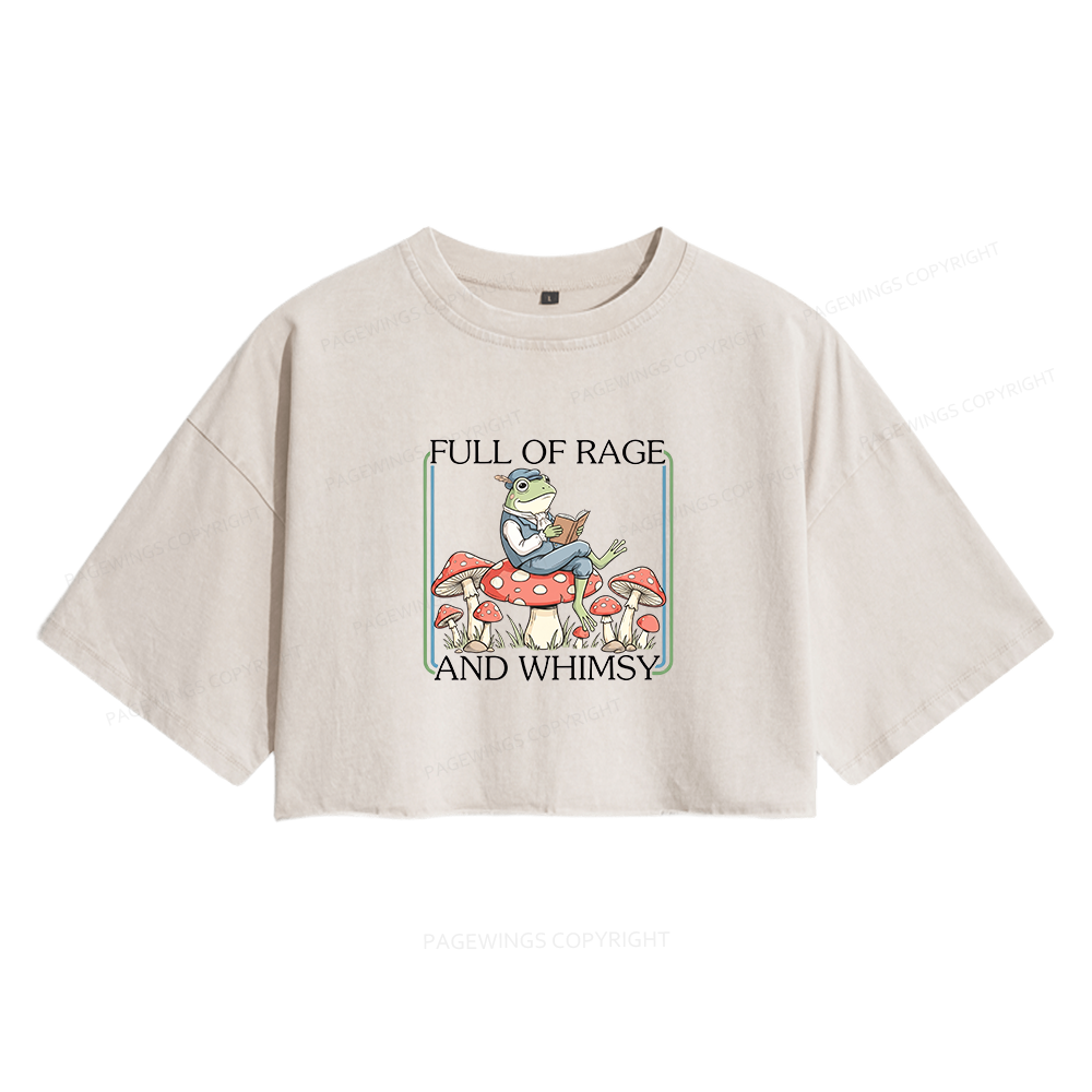 Pagewings Full Of Rage and Whimsy Women's Washed Cropped T-shirt