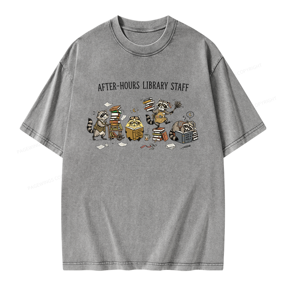 Pagewings After-Hours Library Staff Unisex Washed T-shirt