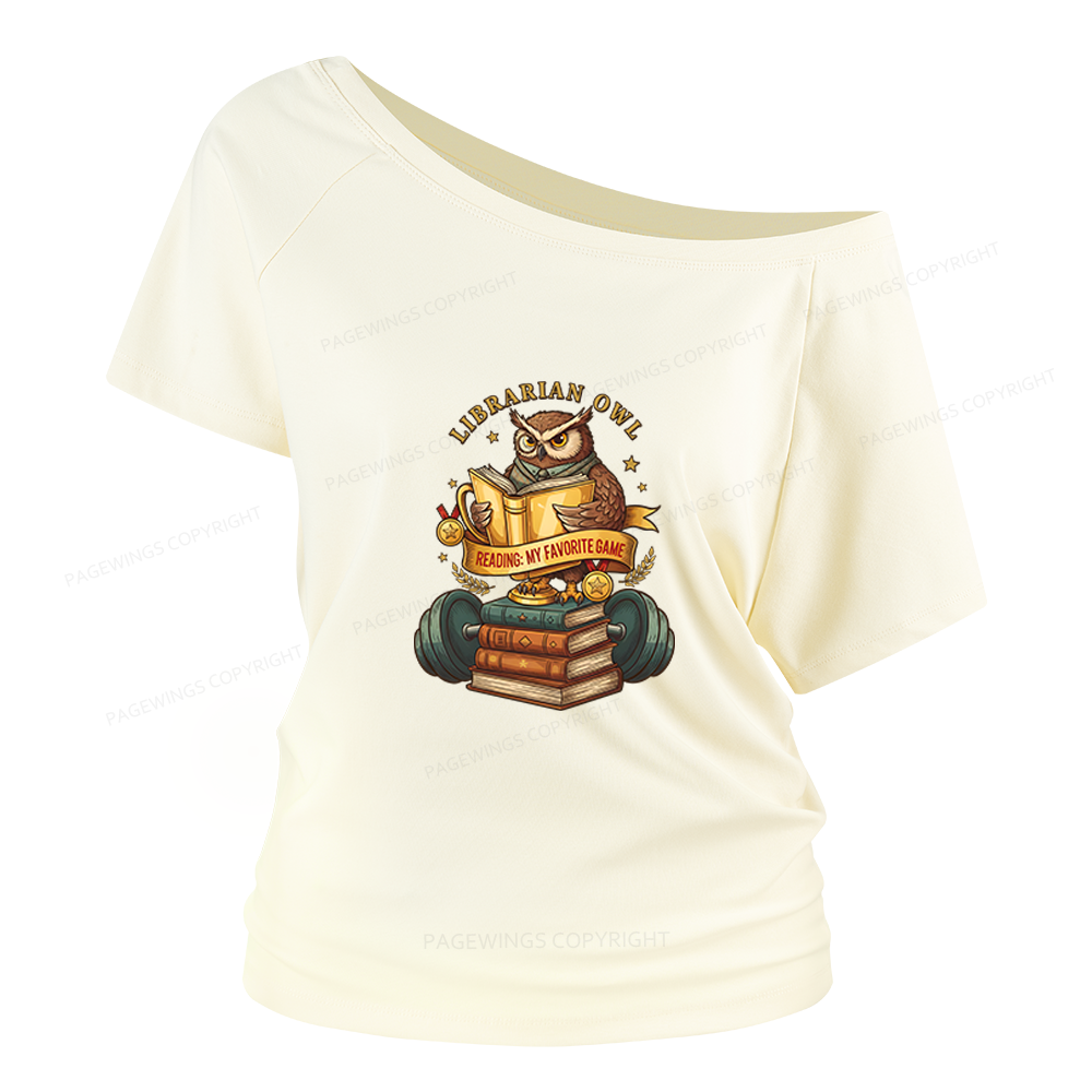 Pagewings Librarian Owl Women Off Shoulder T-shirts