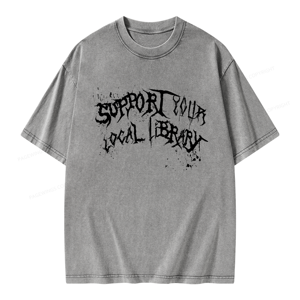 Pagewings Support Your Local Library Unisex Washed T-shirt