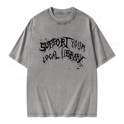 Pagewings Support Your Local Library Unisex Washed T-shirt